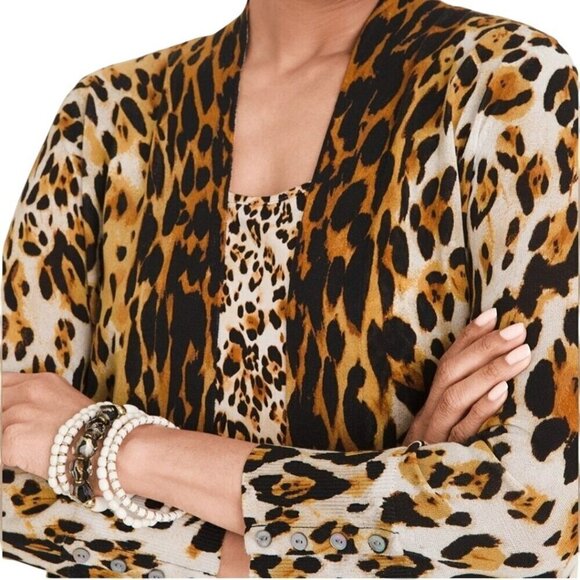 Chico's The Perfect Layer Cardigan Trending Leopard Print Size XL - Picture 5 of 7